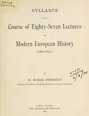 Cover of: Syllabus of a course of eighty-seven lectures on modern European history: (1600-1890)