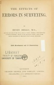 Cover of: The effects of errors in surveying. by Briggs, Henry