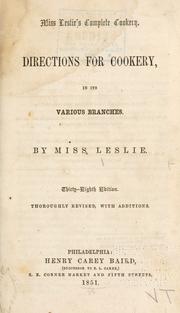 Cover of: Miss Leslie's complete cookery. by Eliza Leslie