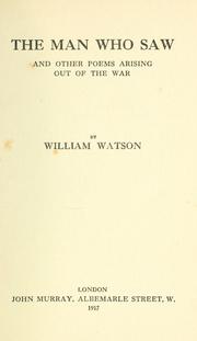 Cover of: The man who saw: and other poems arising out of the war