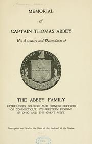 Cover of: Memorial of Captain Thomas Abbey by Alder Freeman