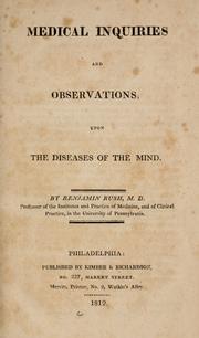Cover of: Medical inquiries and observations, upon the diseases of the mind