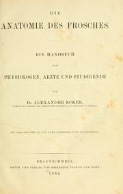 Cover of: Die anatomie des frosches. by Alexander Ecker
