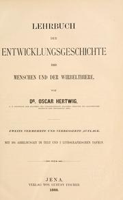 Cover of: Lehrbuch der Entwicklungsgeschichte des Menschen und der Wirbeltiere