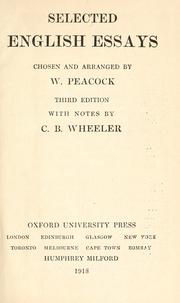 Cover of: Selected English essays by Peacock, William