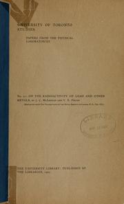Cover of: On the radioactivity of lead and other metals