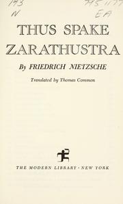 Cover of: Thus spake Zarathustra. by Friedrich Nietzsche