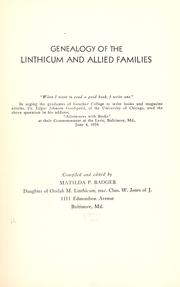 Cover of: Genealogy of the Linthicum and allied families by Matilda Phillips Jones Badger