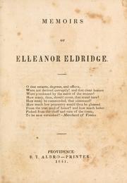Cover of: Memoirs of Elleanor Eldridge.