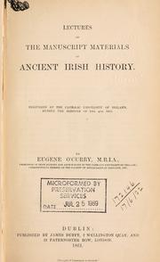 Cover of: Lectures on the manuscript materials of ancient Irish history