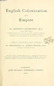 Cover of: English colonization and empire.: With a supplementary chapter by Frederick A. Kirkpatrick.