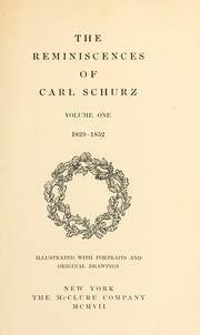 Cover of: The reminiscences of Carl Schurz.