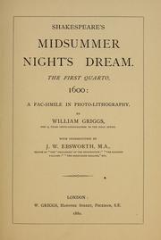 Cover of: A midsummer night's dream: The first quarto, 1600: a fac-simile in photo-lithography