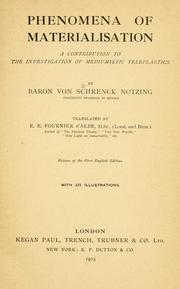 Cover of: Phenomena of materialisation by A. von Schrenck-Notzing