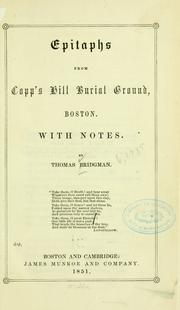 Cover of: Epitaphs from Copp's Hill burial ground, Boston. by Thomas Bridgman