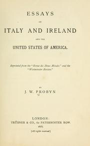 Cover of: Essays on Italy and Ireland, and the United States of America ...
