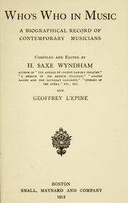 Cover of: Who's who in music by compiled and edited by H. Saxe Wyndham and Geoffrey l'Epine.