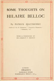 Cover of: Some thoughts on Hilaire Belloc by Patrick Braybrooke