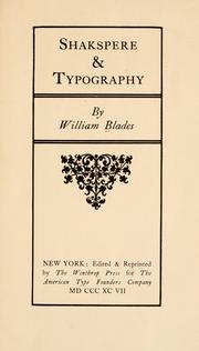 Cover of: Shakspere & typography. by William Blades