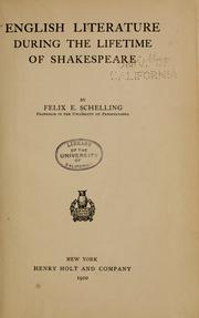 Cover of: English literature during the lifetime of Shakespeare