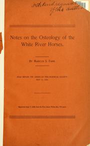 Cover of: Notes on the osteology of the White River horses