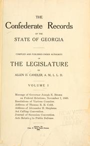 Cover of: The Confederate records of the State of Georgia