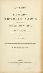 Cover of: A treatise on the specific performance of contracts, including those of public companies.