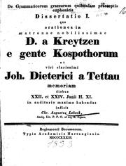 Cover of: De grammaticorum graecorum quibusdam praeceptis euphonicis: dissertatio I