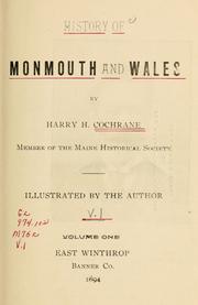 Cover of: History of Monmouth and Wales by Harry Hayman Cochrane