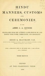 Cover of: Hindu manners, customs and ceremonies