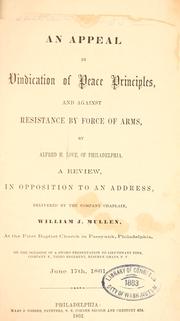 Cover of: An appeal in vindication of peace principles