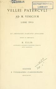 Cover of: Ad M. Vincium, libri duo. by Velleius Paterculus