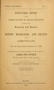 Cover of: Annual report - vital statistics of Massachusetts. (title varies). by Massachusetts. Dept. of Public Health.