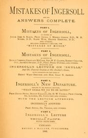 Mistakes of Ingersoll by J. B. McClure