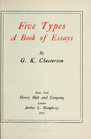 Cover of: Five types: a book of essays