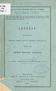 Cover of: The commission from God, of the missionary enterprise, against the sin of slavery by Cheever, George Barrell