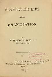 Plantation life before emancipation by R. Q. Mallard