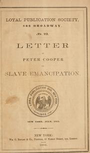 Cover of: letter from Peter Cooper, on slave emancipation.