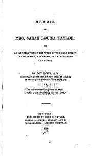 Cover of: Memoir of Mrs. Sarah Louisa Taylor ... by Sarah Louisa Foote Taylor