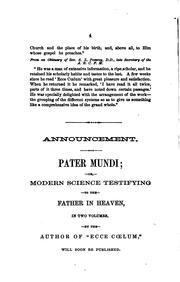 Cover of: Pater mundi, or, Modern science testifying to the heavenly father by E. F. Burr