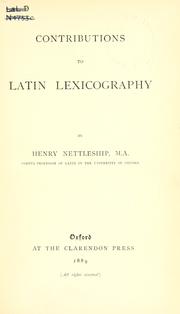 Cover of: Contributions to Latin lexicography.