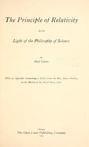 Cover of: The principle of relativity in the light of the philosophy of science by Paul Carus