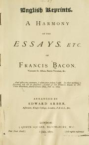 Cover of: A  harmony of the essays, etc. of Francis Bacon by Francis Bacon