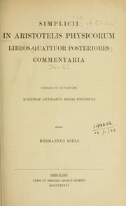 Cover of: Commentaria in Aristotelem graeca.: Edita consilio et auctoritate Academiae litterarum regiae borussicae