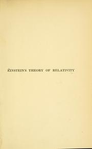 Cover of: Einstein's theory of relativity