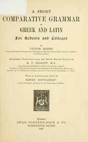 Cover of: Short comparative grammar of Greek and Latin ...