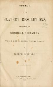 Speech on the slavery resolutions by Joseph C. Stiles