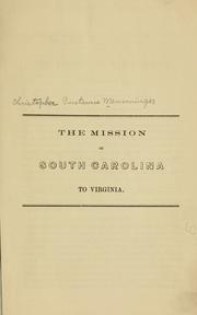Cover of: mission of South Carolina to Virginia.