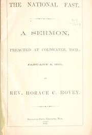 Cover of: national fast.: A sermon, preached at Coldwater, Mich., January 4, 1861