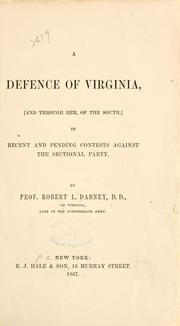 Cover of: A defence of Virginia by Robert Lewis Dabney